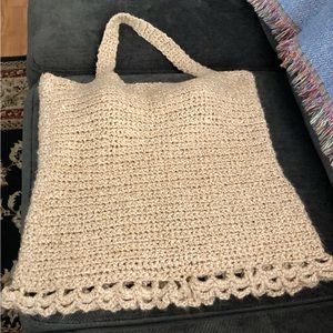 crochet top hand made color beige yarn Sz m-l look picture for measurement
